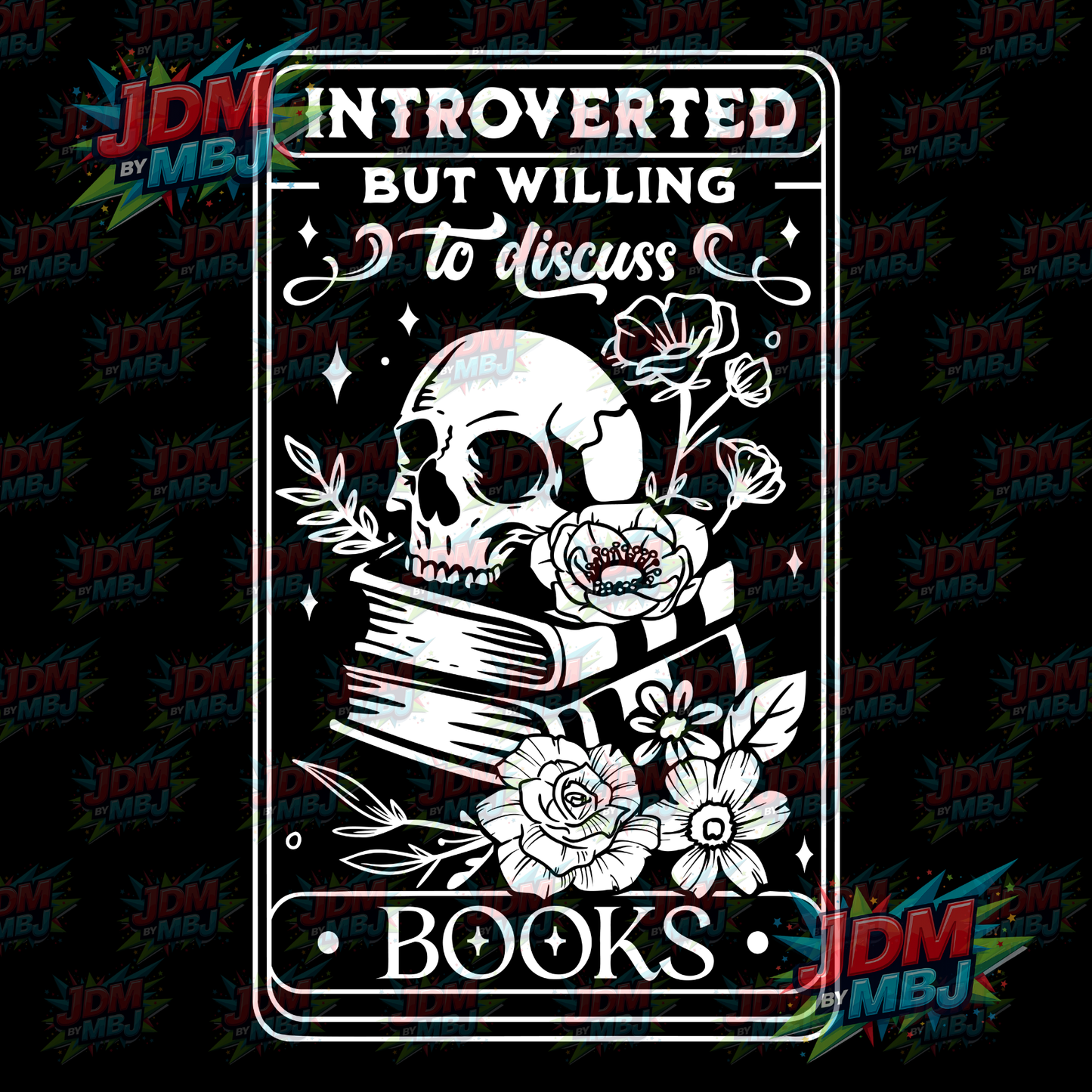 Iron On - Introverted But Willing to Disused Books DTF 20cm
