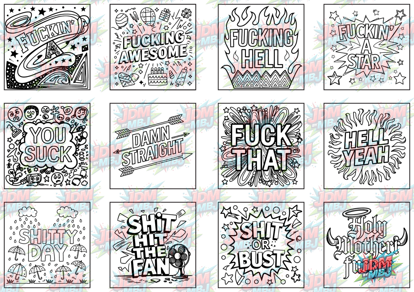 Swear Words "Bold & Easy" Volume 4 Digital Colouring Pages