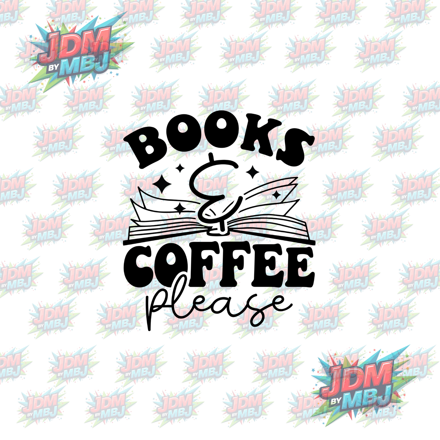 Iron On - Book & Coffee Please DTF 20cm