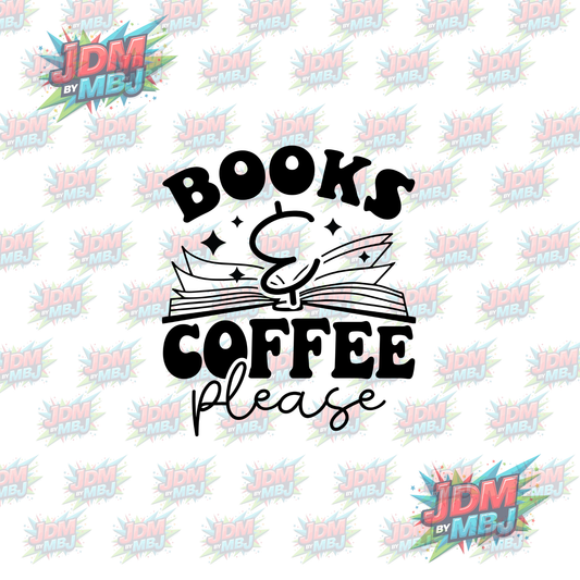 Iron On - Book & Coffee Please DTF 20cm