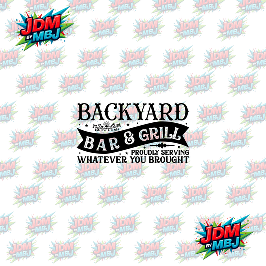 Iron On - Back Yard Bar & Grill - Vintage Farm DTF 20cm