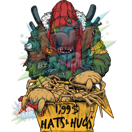 Hats & Hugs - Iron On - DTF 20cm