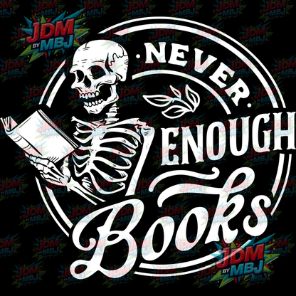 Iron On - NEVER Enough Books (Round) DTF 20cm