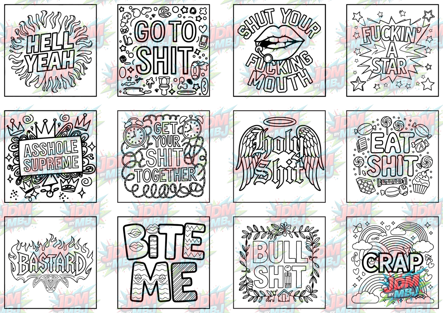 Swear Words "Bold & Easy" Volume 3 Digital Colouring Pages