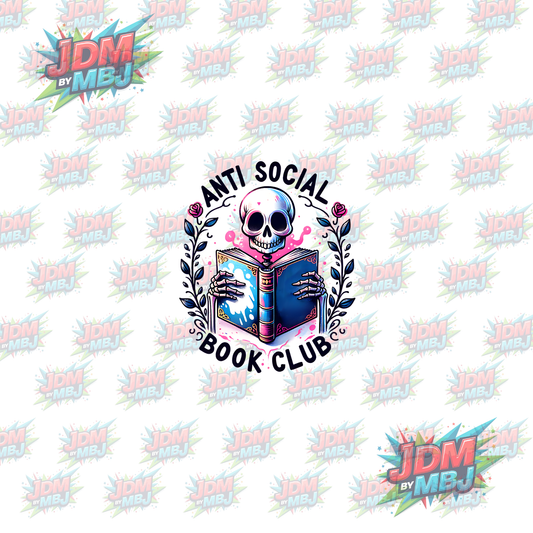 Iron On - Anti Social Book Club "Skull" DTF 20cm