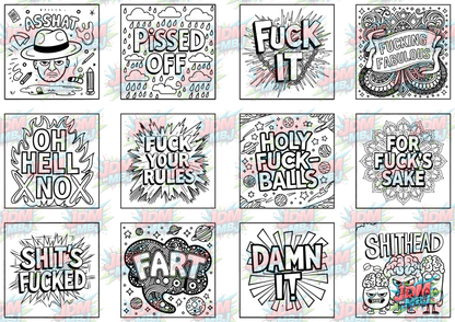 Swear Words "Bold & Easy" Volume 1 Digital Colouring Pages