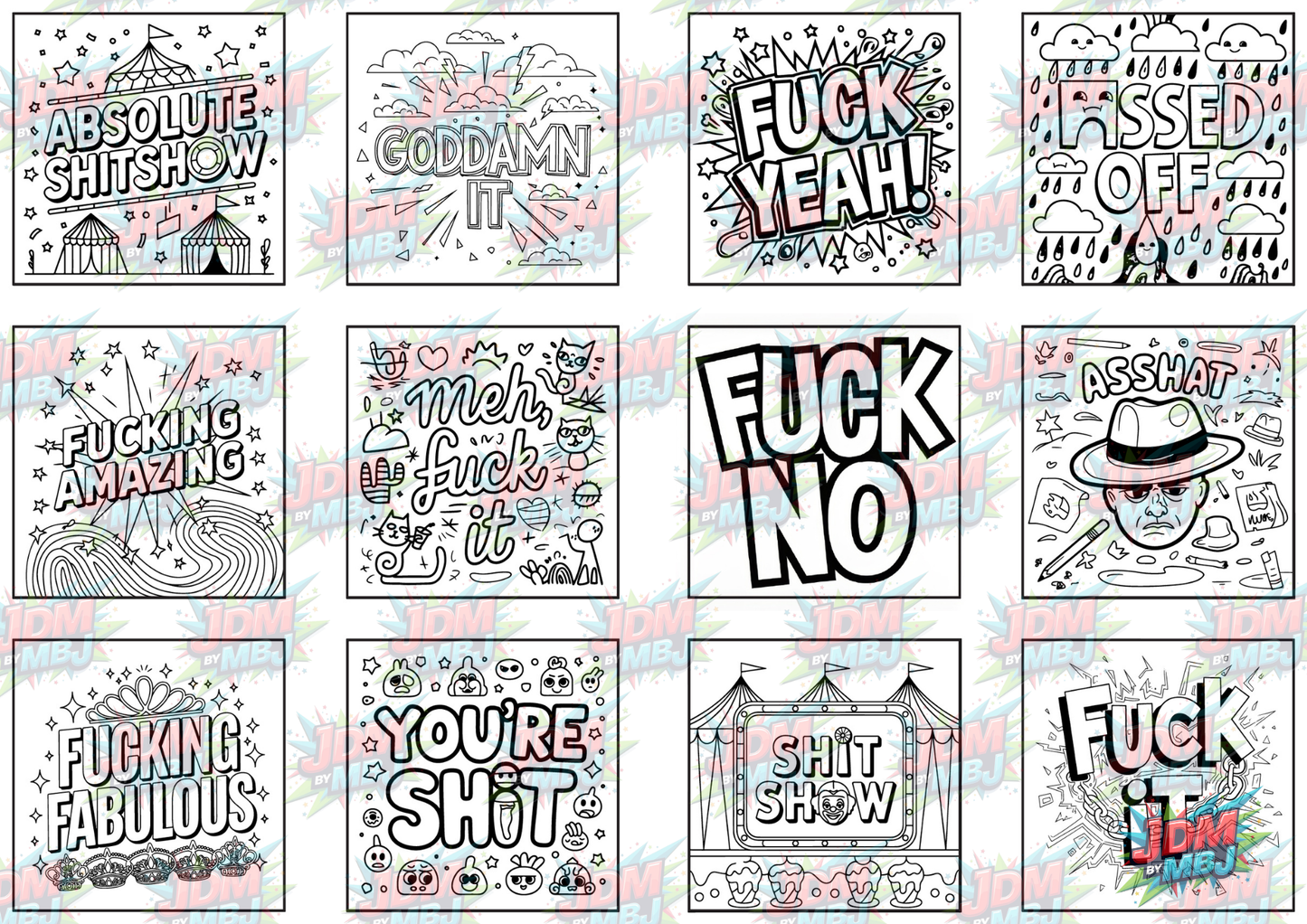 Swear Words "Bold & Easy" Volume 2 Digital Colouring Pages