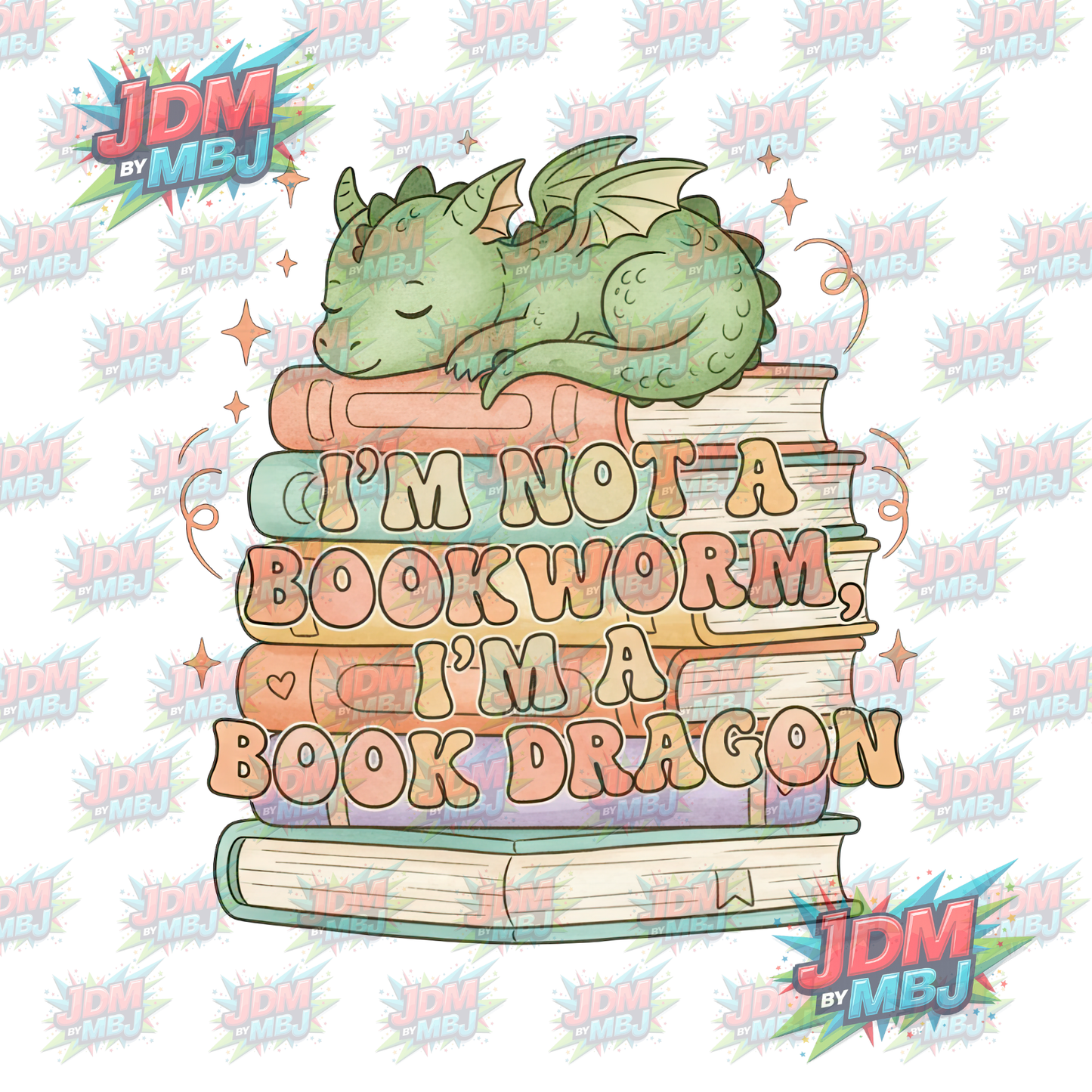 Iron On - I'm not A Bookworm I'm a Book  DTF 20cm