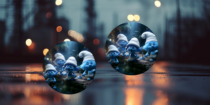 Impresiones de sublimación de posavasos para coche de Pitufo (8 por página)