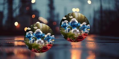 Impresiones de sublimación de posavasos para coche de Pitufo (8 por página)