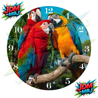 Impresiones de sublimación de relojes de 20 cm x 20 cm, inspirados en pájaros, perros y tigres.