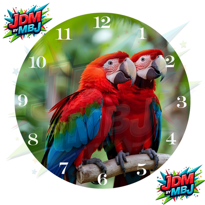 Impresiones de sublimación de relojes de 20 cm x 20 cm, inspirados en pájaros, perros y tigres.