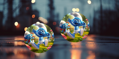 Impresiones de sublimación de posavasos para coche de Pitufo (8 por página)