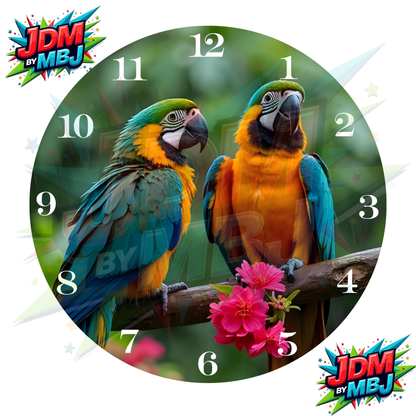 Impresiones de sublimación de relojes de 20 cm x 20 cm, inspirados en pájaros, perros y tigres.