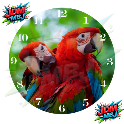 Impresiones de sublimación de relojes de 20 cm x 20 cm, inspirados en pájaros, perros y tigres.