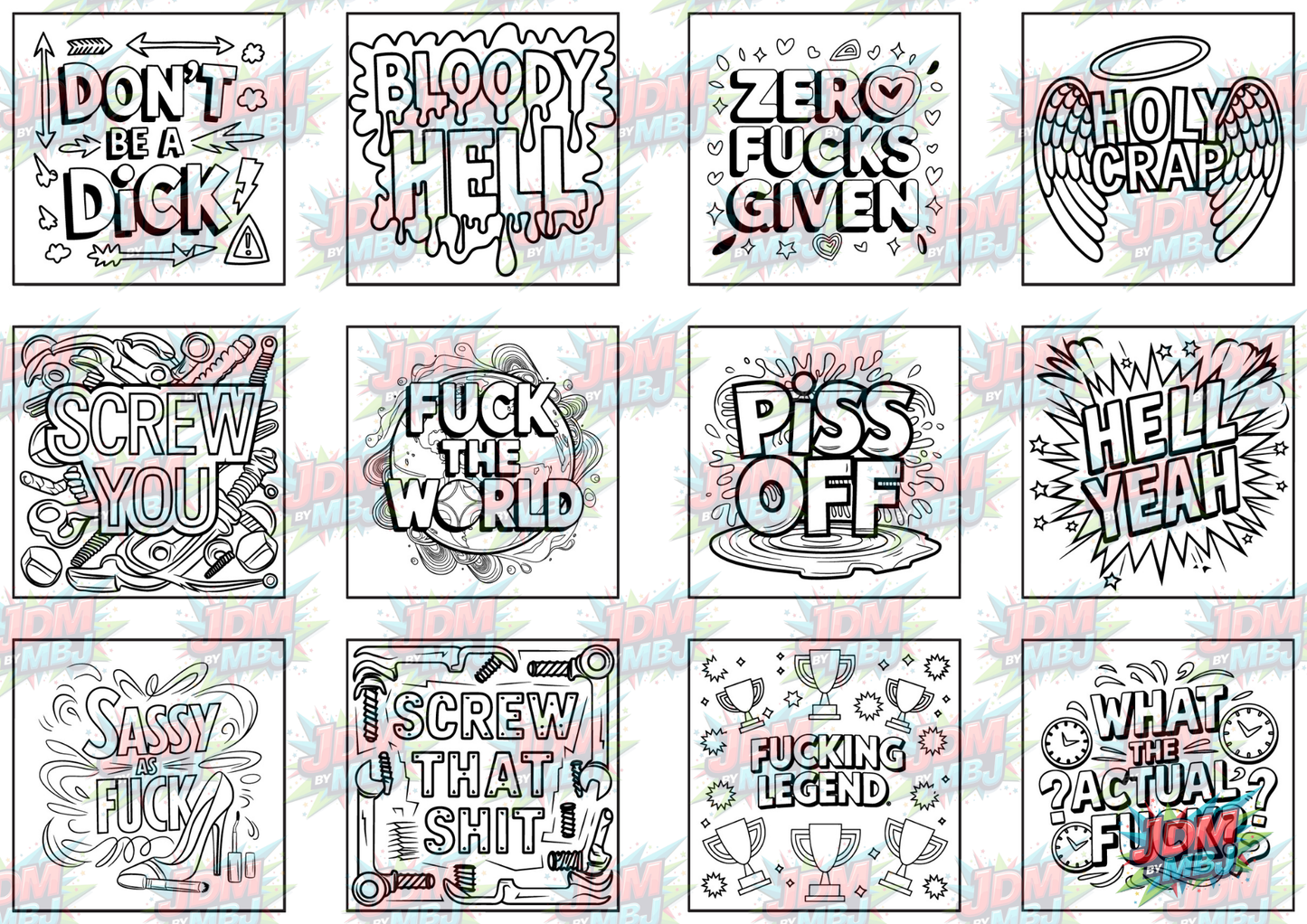 Swear Words "Bold & Easy" Volume 2 Digital Colouring Pages