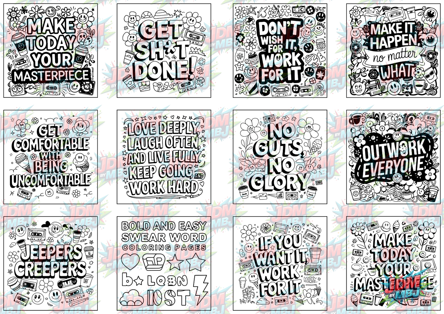 Swear Words "Bold & Easy" Volume 6 Digital Colouring Pages
