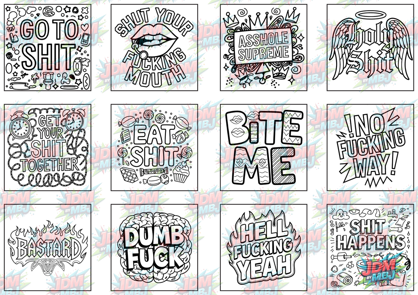 Swear Words "Bold & Easy" Volume 4 Digital Colouring Pages