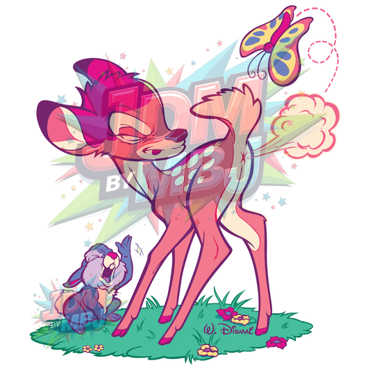 Bambi Farting - Iron On - DTF 20cm
