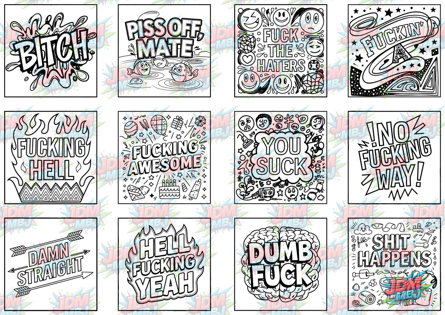 Swear Words "Bold & Easy" Volume 3 Digital Colouring Pages