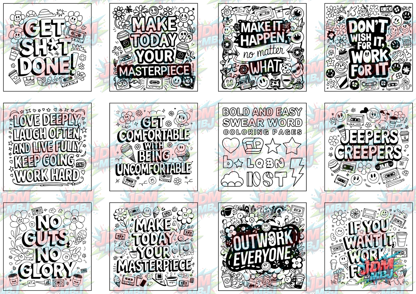 Swear Words "Bold & Easy" Volume 7 Digital Colouring Pages