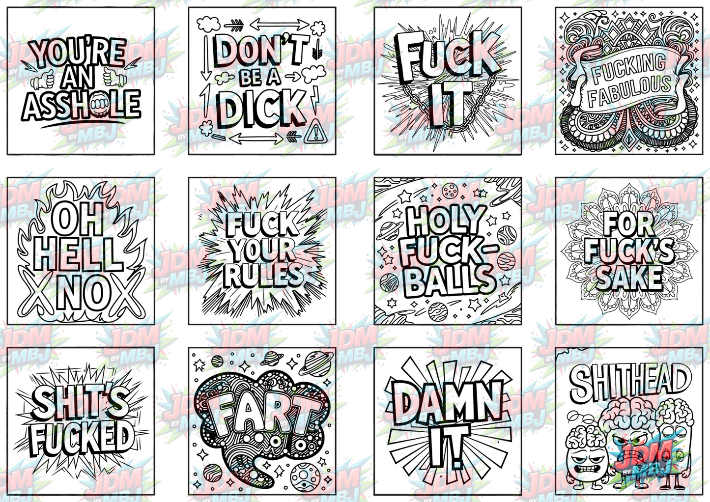 Swear Words "Bold & Easy" Volume 1 Digital Colouring Pages
