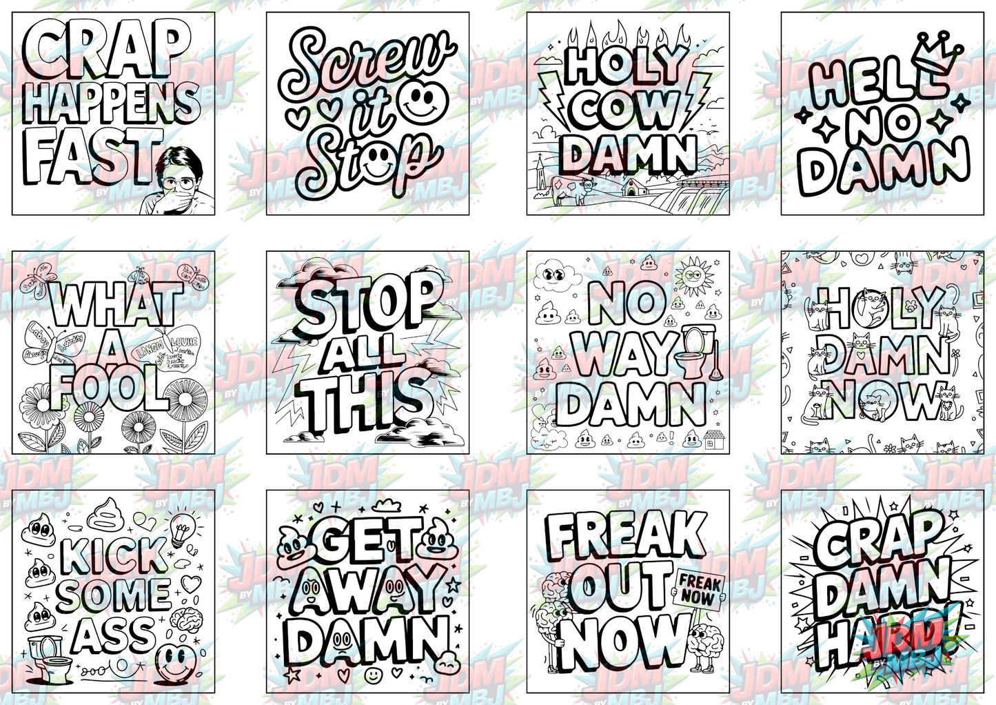 Swear Words "Bold & Easy" Volume 5 Digital Colouring Pages