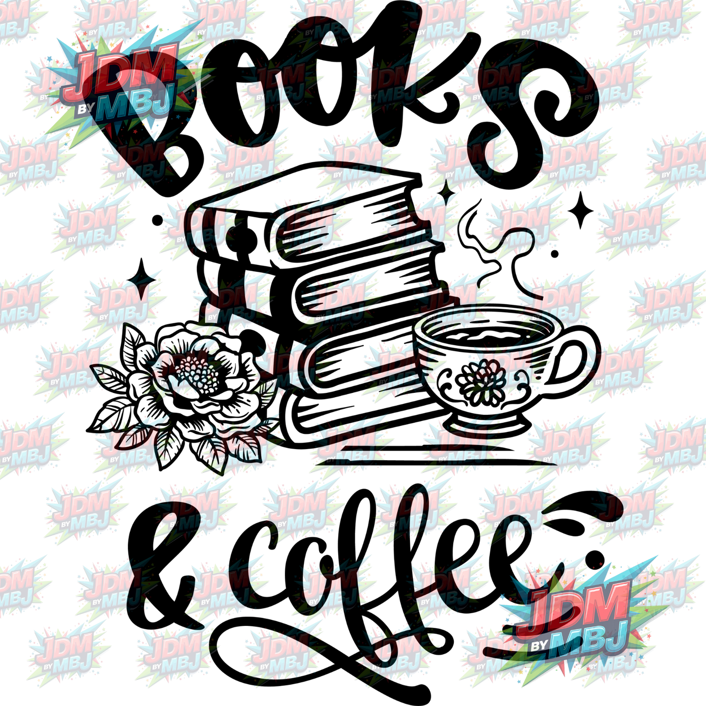 Iron On - Books & Coffee DTF 20cm