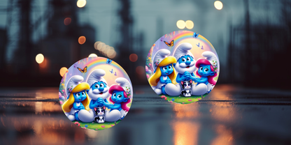 Impresiones de sublimación de posavasos para coche de Pitufo (8 por página)