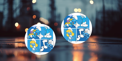 Impresiones de sublimación de posavasos para coche de Pitufo (8 por página)