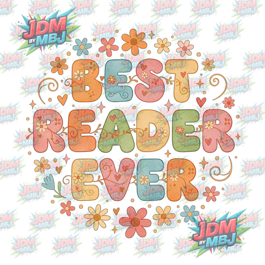 Iron On - Best Reader Ever DTF 20cm