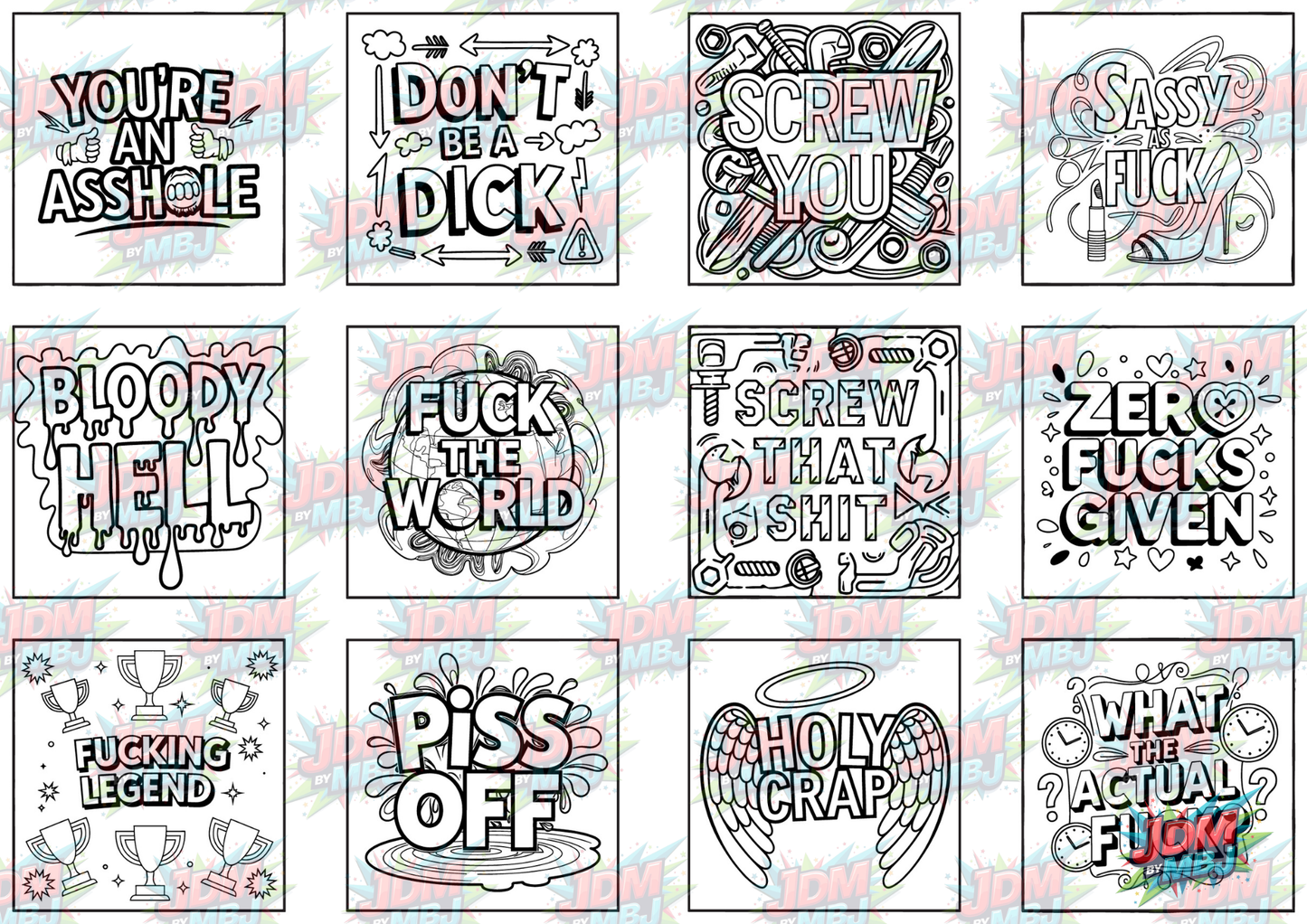 Swear Words "Bold & Easy" Volume 1 Digital Colouring Pages