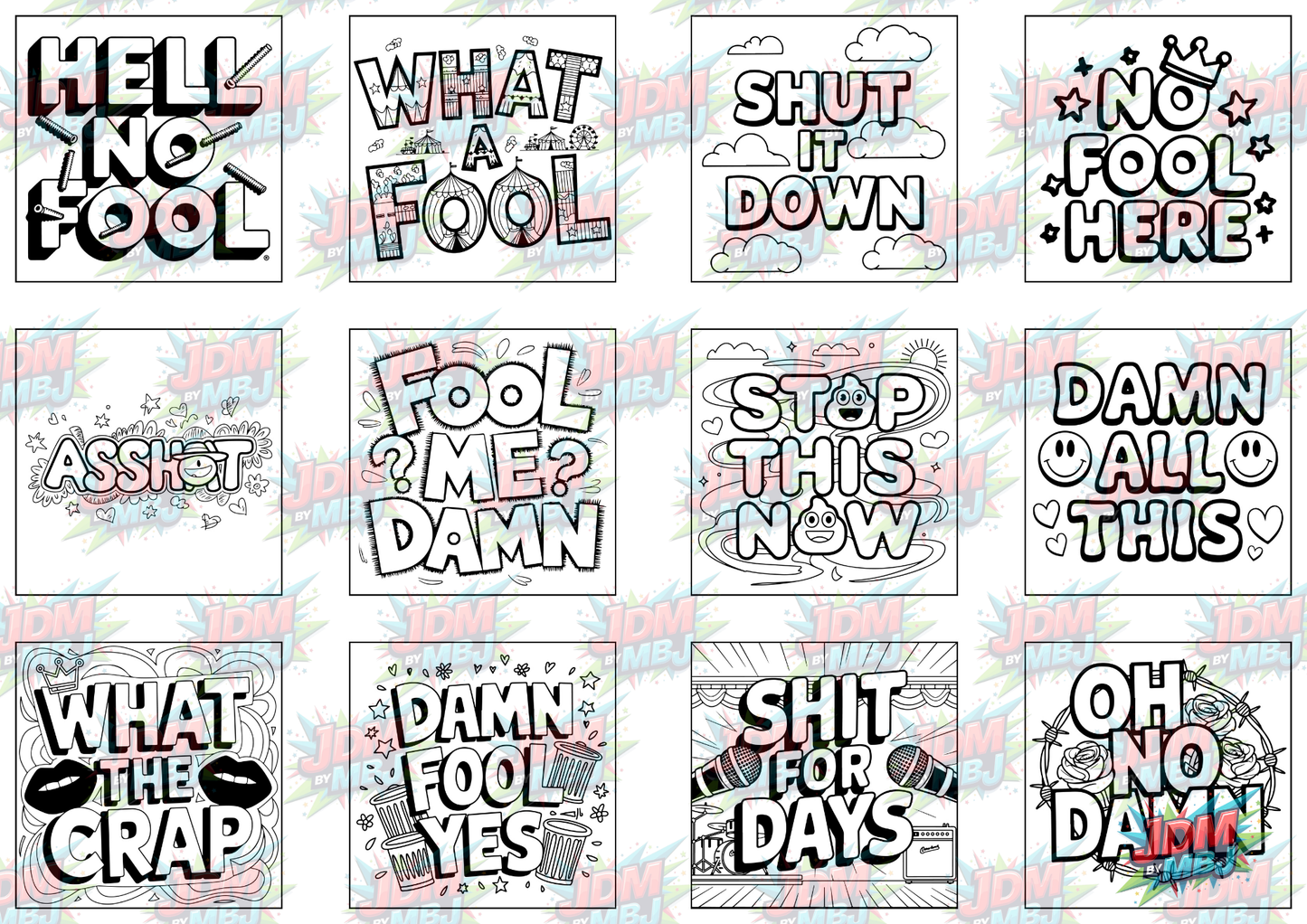 Swear Words "Bold & Easy" Volume 5 Digital Colouring Pages