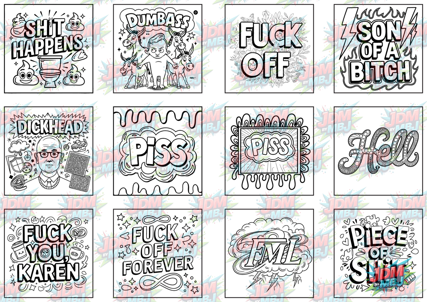 Swear Words "Bold & Easy" Volume 3 Digital Colouring Pages