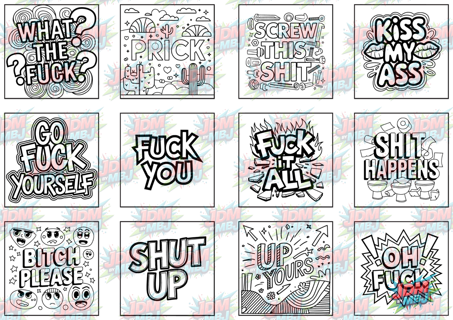 Swear Words "Bold & Easy" Volume 2 Digital Colouring Pages