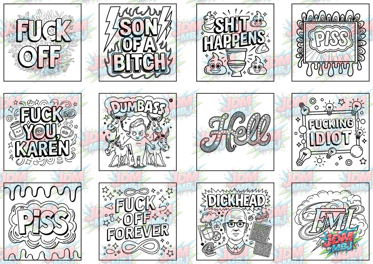 Swear Words "Bold & Easy" Volume 4 Digital Colouring Pages