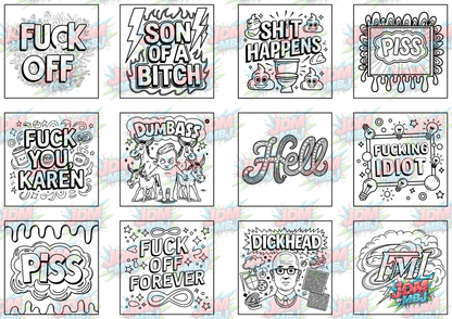 Swear Words "Bold & Easy" Volume 4 Digital Colouring Pages