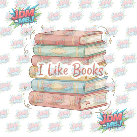 Iron On - I Like Books DTF 20cm