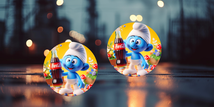 Impresiones de sublimación de posavasos para coche de Pitufo (8 por página)