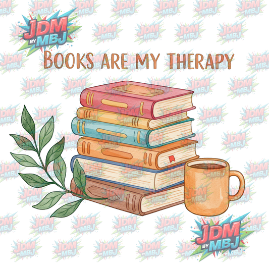 Iron On - Books Are My Therapy "Stack" DTF 20cm