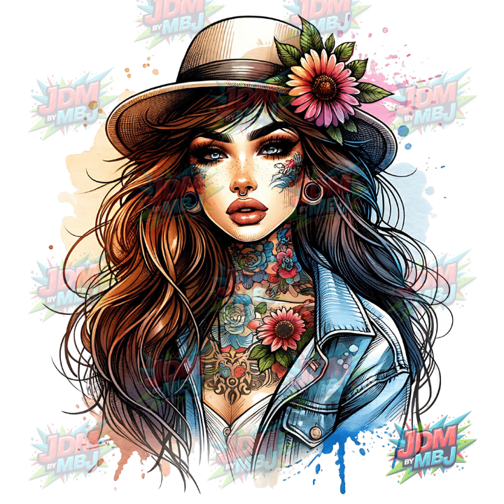 Iron On - Tattoo Girl DTF 25cm