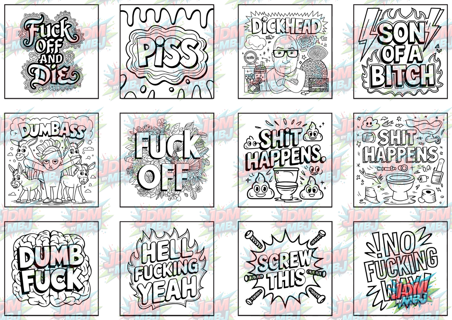 Swear Words "Bold & Easy" Volume 2 Digital Colouring Pages