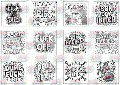 Swear Words "Bold & Easy" Volume 2 Digital Colouring Pages