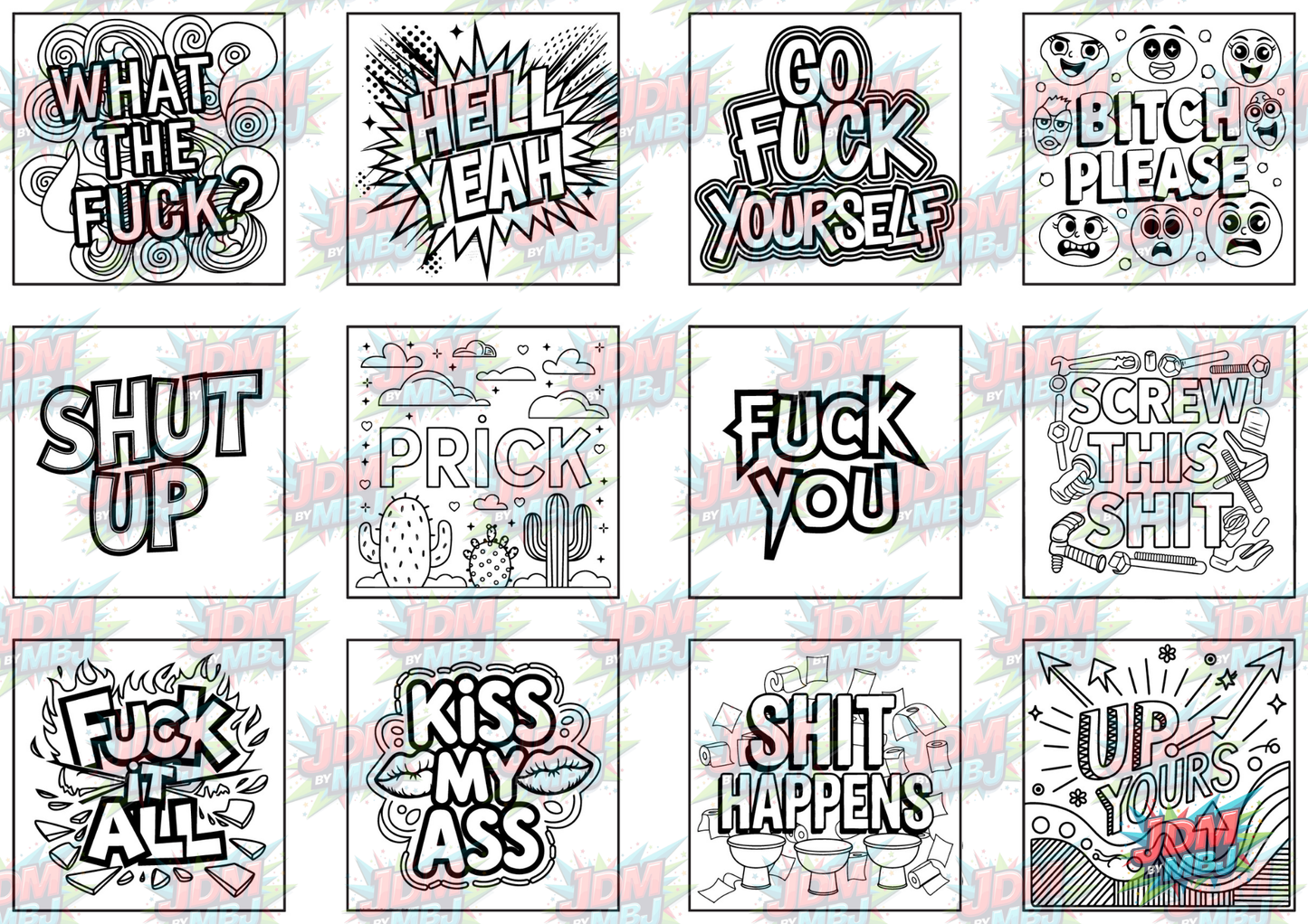 Swear Words "Bold & Easy" Volume 1 Digital Colouring Pages