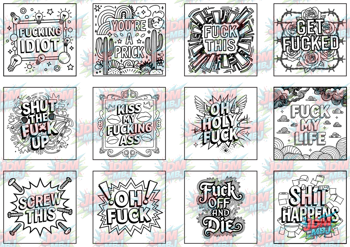 Swear Words "Bold & Easy" Volume 3 Digital Colouring Pages