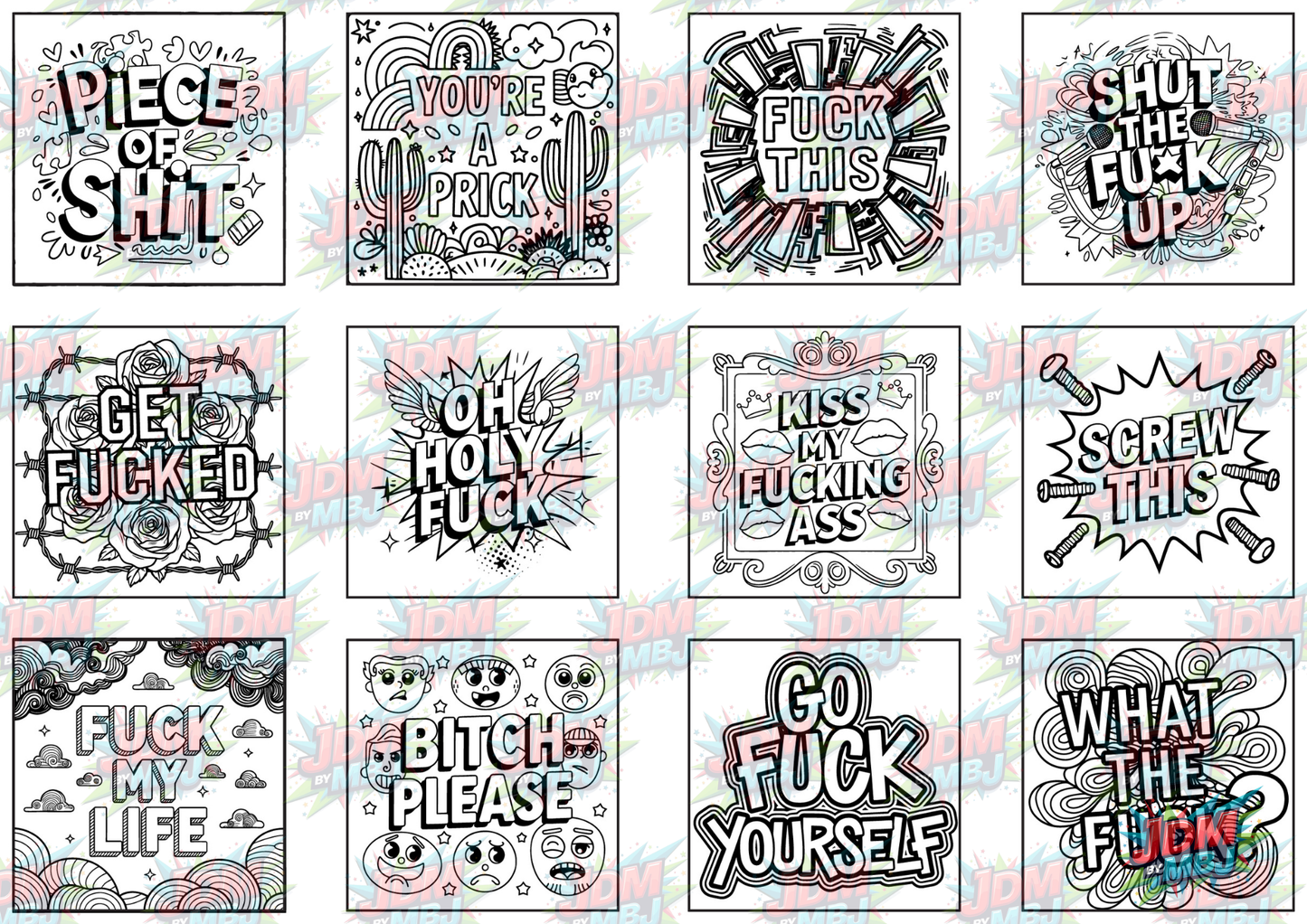 Swear Words "Bold & Easy" Volume 4 Digital Colouring Pages