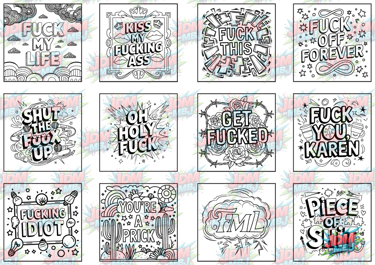 Swear Words "Bold & Easy" Volume 2 Digital Colouring Pages