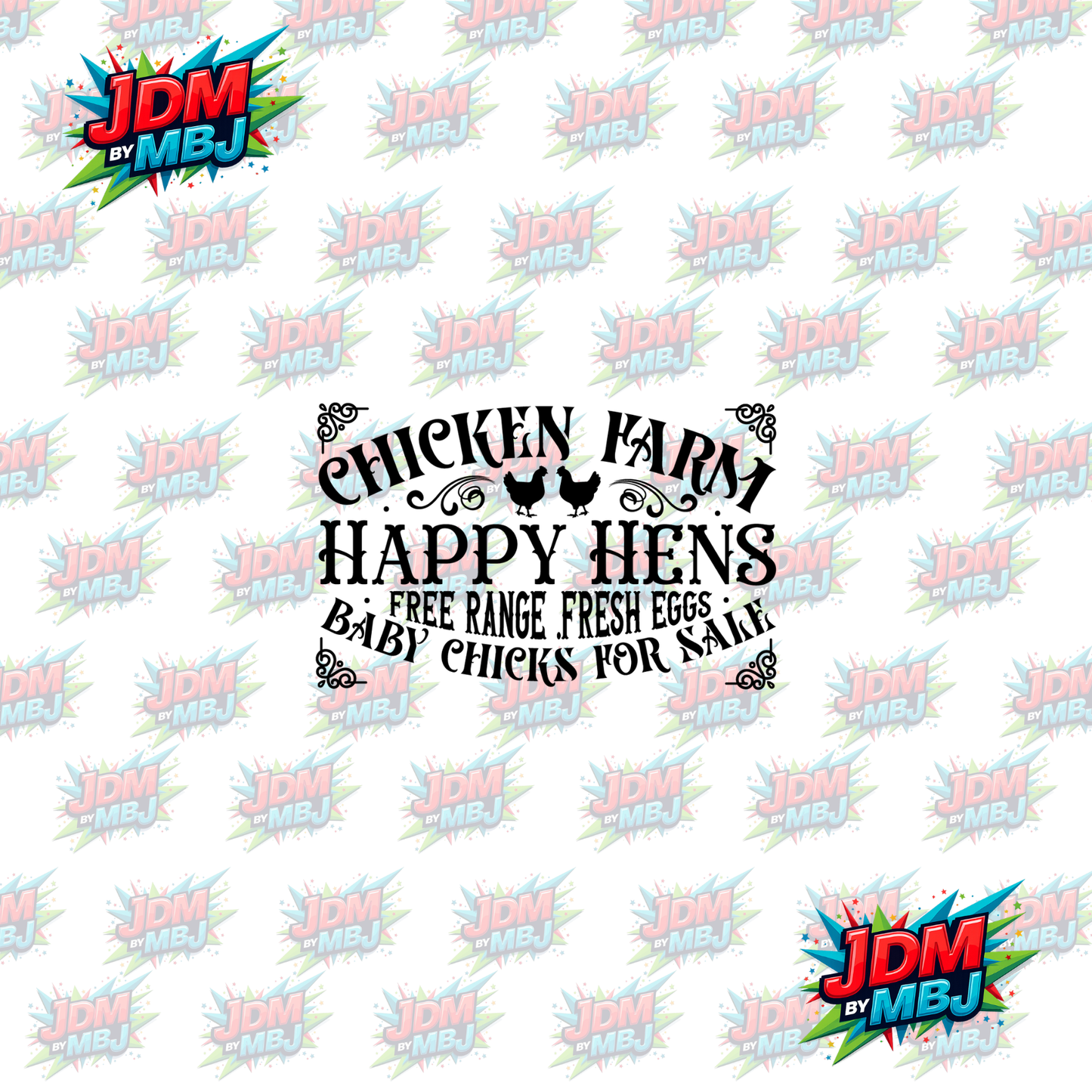 Iron On - Chicken Farm - Vintage Farm DTF 20cm
