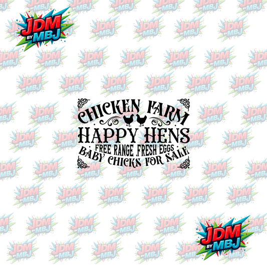 Iron On - Chicken Farm - Vintage Farm DTF 20cm