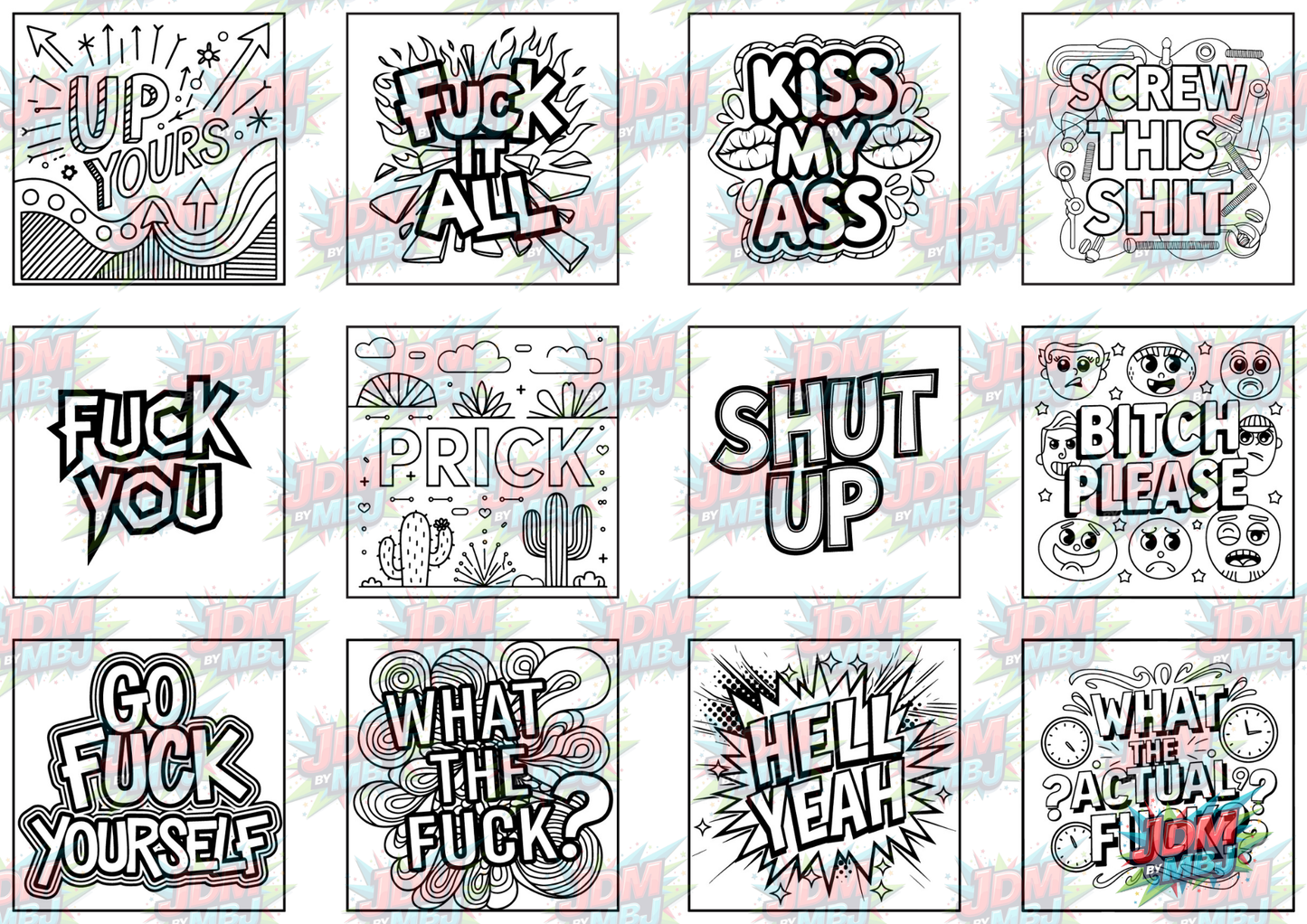 Swear Words "Bold & Easy" Volume 3 Digital Colouring Pages
